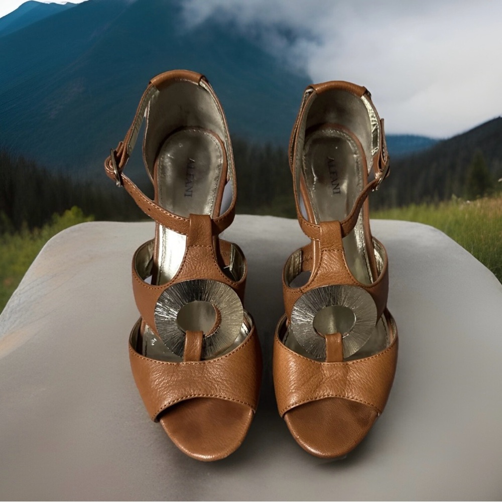 Alfani Brown Heels with Strappy Design